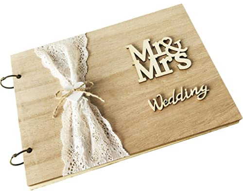 Abaodam Registrazione Registro Visitatori Album di Ritagli Segno di Nozze nel Libro Fotolibro d'Epoca Libro degli Ospiti in Legno Sposa Libro Autografo Copertina Rigida Tiglio