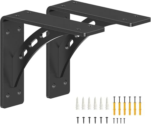 FIRMETAL 6 inch x 5 inch Heavy Duty Shelf Brackets ,Premium Alloy Metal Mantel Brackets (Set of 2) Fireplace Mantel Brackets - Countertop Support (6'' x 5 '')