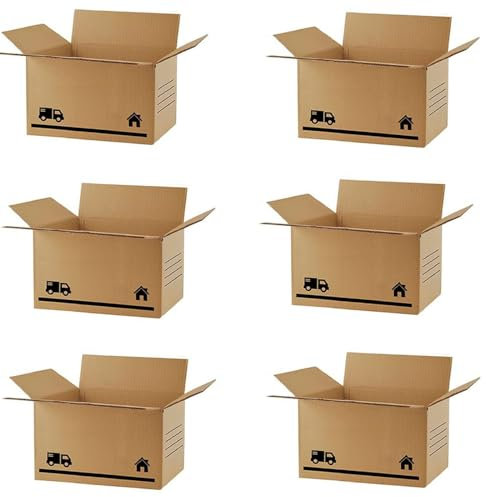 Acan Tradineur - Pack de 6 Cajas de cartón para mudanzas, Embalaje, cartón Reforzado y Resistente, Plegables y Reutilizables, envío Paquetes, almacenaje, 30 x 20 x 15 cm