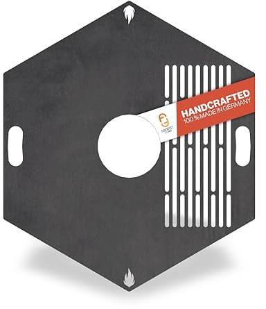 Feuerfest 123 Grillplatte eckig I Ø 60cm I Feuerplatte aus Feinkorn-Stahl I Massive Plancha-Platte mit 4mm Stärke I Grillaufsatz für Feuerschale, Feuertonne, BBQ-Grilltonne & Kugelgrill