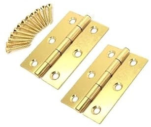 Golden Grace Standard Butt Hinges in Electro Brass Gold Finish, Timber Door Hinge - 3 75mm
