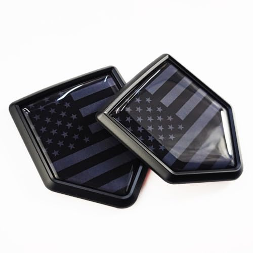 Newperlite All Black US American Flag Decal Sticker Car Emblem USA Flag Car Decoration Accessories Chrome Shield for Truck Vehicles Cars, 2 Pack