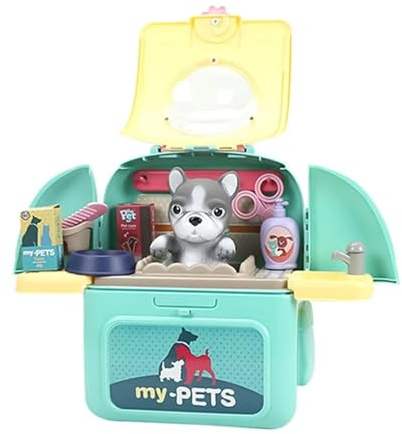 PEBBLE HUG Kids Pet Space Bag Playhouse Set - Unleash Creativity With Dog And Cat Grooming Kit, Backpack & Pretend Play Toys, The For Children (Blue)