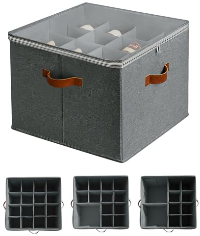 Debfhzzn Schuh Organizer Aufbewahrung - 16 Fächer Verstellbarer Aufbewahrungs Organizer Mit Transparentem Staubschutz, Faltbare Aufbewahrungstaschen, Box Mit Griff