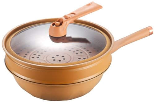 Antihaftbeschichteter Wok, schnell erhitzende Küchenpfanne zum Braten, Bratwok mit Deckel, Küchenutensilien, schnelle Wärmeleitung, zum Kochen von Eiern, Fisch, Gemüse, Huhn