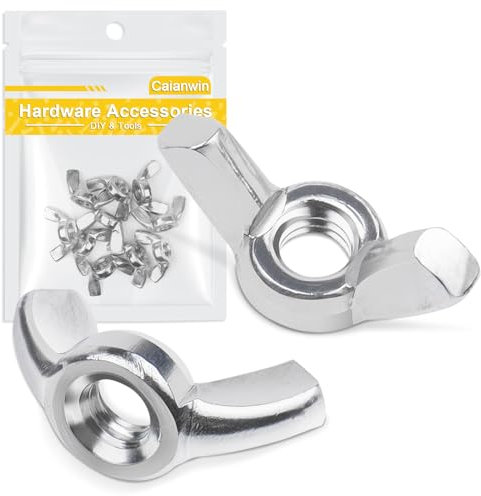 M6 Flügelmuttern 10 Stück, Caianwin DIN 315 Flügelmutter A2 V2A Edelstahl Schmetterlingsmutter, Metrische Rostfreie Wing Nut für Möbel Ausstattung DIY