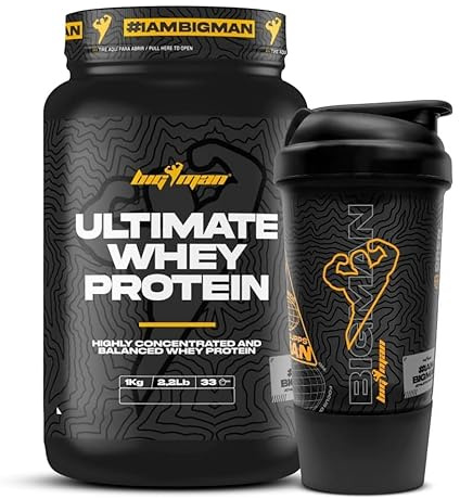 Pack BigMan Ultimate Whey Protein 1 kg + Shaker de REGALO PRO | Aumenta el crecimiento muscular | Entrenamientos intensos | Máxima asimilación (Sandía)