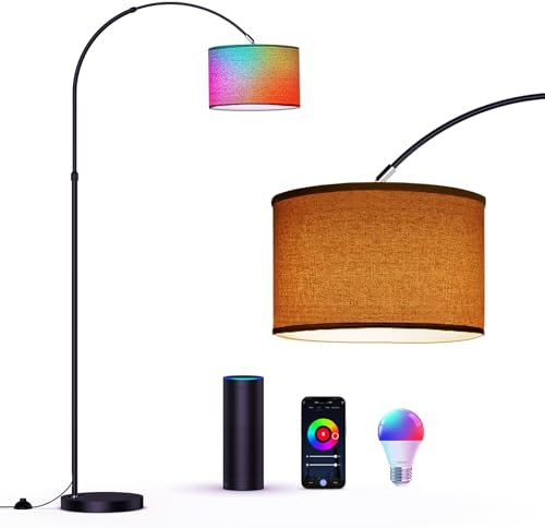 Modlicht Intelligente Stehlampe, funktioniert mit Alexa und Google Home, RGB Stehleuchte dimmbar, Farbwechsel, für Party oder festliche Atmosphäre, WiFi Bogenlampe E27 9W für Wohnzimmer, Schlafzimmer