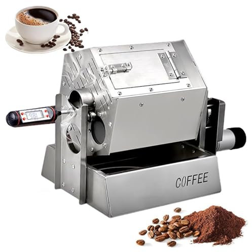 Tostatrice professionale per chicchi di caffè, macchina per tostatura del caffè, tostatrice elettrica per chicchi di caffè a tamburo da 3,4 litri con termometro, fornaia per chicchi di caffè a gas