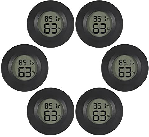 AITRIP 6PACK Mini Hygrometer Thermometer Digital LCD Monitor Indoor/Outdoor Humidity Meter Gauge Temperature for Humidifiers Dehumidifiers Greenhouse Reptile Plant Humidor Fahrenheit(℉) or Celsius(℃)