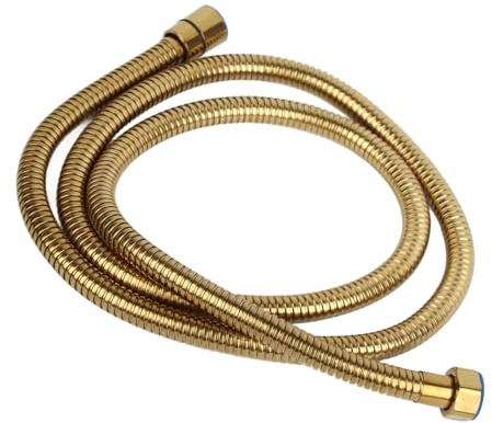WPKD BLUEIY Duschschlauch 1,5m aus Edelstahl,Brauseschlauch G1/2,0–80 Grad Verwicklungsfreier Schlauch,Handbrauseschlauch，für Familienbäder(Gold) | 0–80 Grad Verwicklungsfreier Schlauch,Handbrauseschlauch,für Familienbäder(Gold)