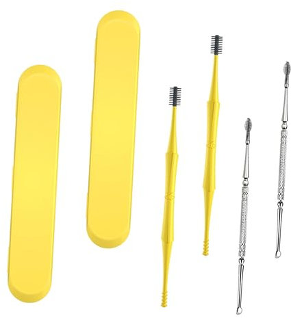 Hoement 4 Stück Edelstahl Picks Ohrenschmalzentfernungswerkzeug mit Silikon und Kunststoff Spiral Design Tragbar Inkl Aufbewahrungsbox für Persönliche Ohrenreinigung zu Hause