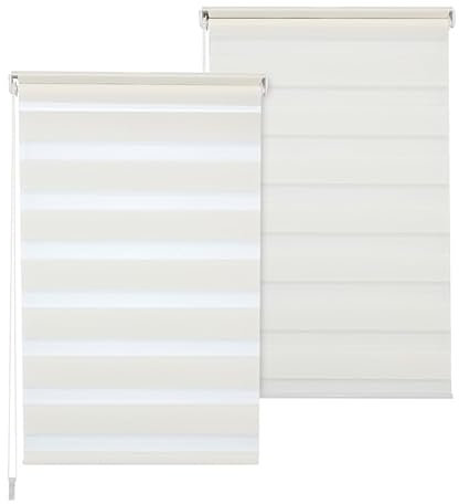 Doppelrollo DuoRollo Klemmfix ohne Bohren Seitenzug Fenster Rollo cremeweiß B 70cm (66cm Stoffbreite) x H 210 cm