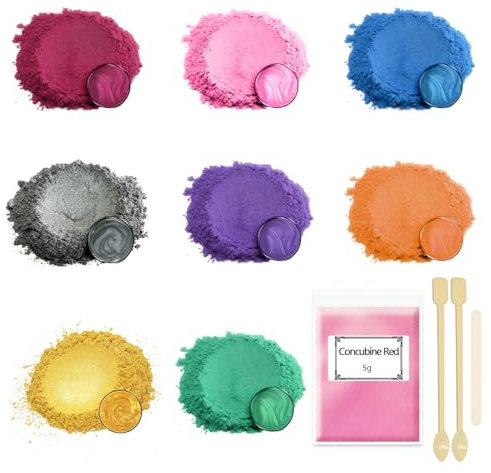 Ovaletta 8 Epoxidharz Farbe 5g, Mica Powder, Kerzen Selber Machen Set, Farbpigmente für Gießpulver, Badebomben Selber Machen, Diy Pigmentpulver für Seifenfarbe, Kerze, Kosmetischer, Schleim