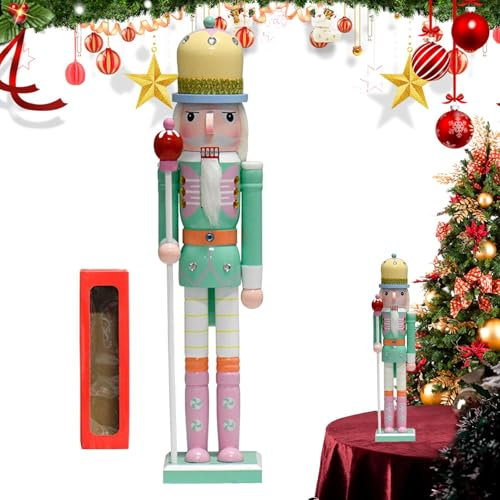 Grandi decorazioni in legno, statuette Schiaccianoci ornamenti per la casa delle vacanze, decorazioni natalizie colorate, migliori decorazioni natalizie Schiaccianoci grandi figure colorate