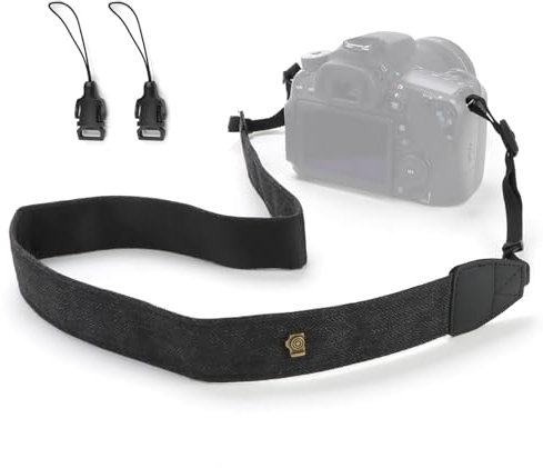 Sangle Appareil Photo Lavable, Sangle de Cou et d'épaule Universelle Réglable en Coton Tissé, Caméra Épaule Courroie à Fermeture Rapide à Imprimé Vintage pour Appareils Photo Reflex Numérique