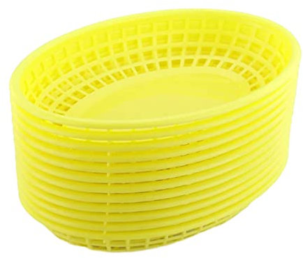 NUOBESTY 12pcs Yellow Fruit Baskets and Snack Containers Fast Food Basket Fruit Plates for Home Kitchen and Ktv Serving