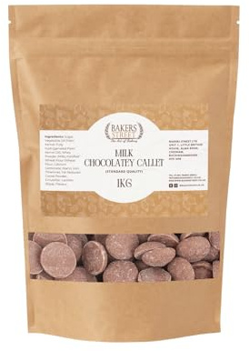 Standard Quality Milk Chocolatey Callets 1kg - Bakers Street - Milk Chocolatey Callets for Baking and Desserts – Ideal for Cakes, Muffins, Cookies, Pastries, and All Your Baking Needs