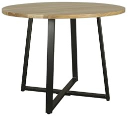 byLIVING Esstisch Arrow, Tischplatte Massivholz Akazie Natur, Rund | Metallgestell schwarz, D 100, H 77 cm