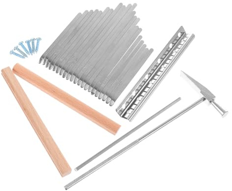 Kalimba Kleine Stahlstange 21 Stück Ersatzteile für Daumenklavier | Stahl und Holz, Einfache Montage und Schneller Wechsel, Passend für Auftritt und Übung mit Zubehör Zufällige Farbe