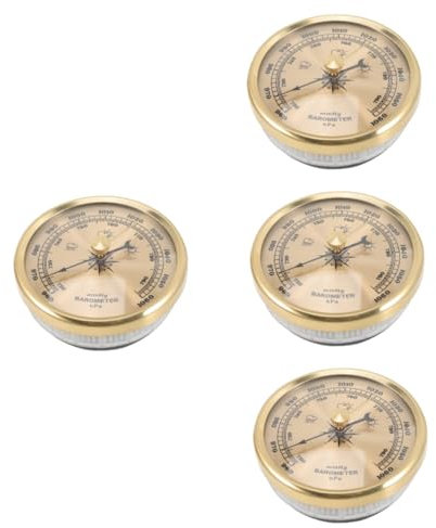 POPETPOP 4pcs Aneroid Barometer Wall Mount and Portable Design Multifunctional Home Barometer for Air Pressure Measurement