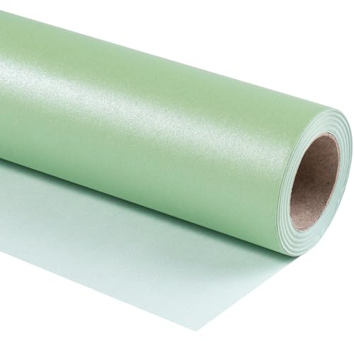 Ruspepa salvia grönt matt omslagspapper, minirulle, grön enfärgad pärllysterpapper perfekt för påsk, födelsedag, bröllop, baby shower, jul, gör-det-själv-bukett, 43 cm x 10 m