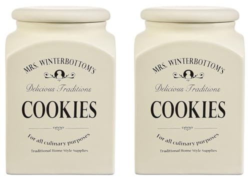 BUTLERS 2er-Set Keksdose 3,0l Porzellan -MRS. WINTERBOTTOM'S- Gebäckdose im Retro Look | Kekse Aufbewahrung, Vorratsbehälter mit Deckel | Keramikdose Retro Design für die Küche