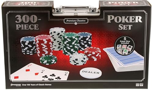 Goliath – POKER-SET 300 CHIPS, Aluminiumbox mit Kartenspiel, 300 Pokerchips und 5 Würfeln, Brettspiel für Erwachsene und Kinder ab 6 Jahren, 2 bis 10 Spieler