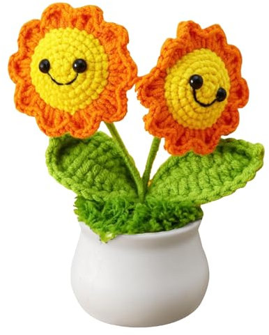 YSFVNP 6PCS Crochet Flower, Knitted Flowers, Weaving Tulips Weaving Handmade Yarn Crochet Flower Bouquets Suitable as a Companion Gift to Give to Others (yellow)