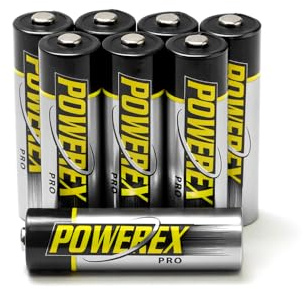 Powerex PRO High Capacity Rechargeable AA NiMH Batteries (1.2V, 2700mAh) - 8-Pack + Battery Holder