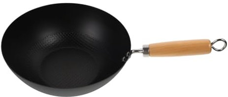 Mikinona Wok Pequeño de Hierro para Cocina Sartén Revestimiento para Freír para Uso Doméstico y de Inauguración