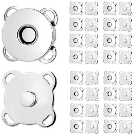 10 Stück Metall Magnetische Druckknöpfe 14mm Magnetknöpfe für Kleidung Nähen Gepäck Handwerk Tasche (Silber)
