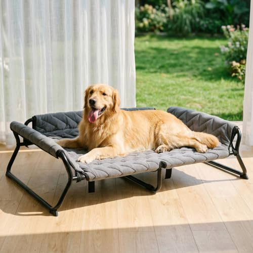 Lekespring Raised Dog Bed - Soft Dog Sofa Bed for Dogs & Cats, All-Season Washable Elevated Dog Bed with Breathable Mesh, 2-in-1 Design for Indoor Outdoor Use (Grey)
