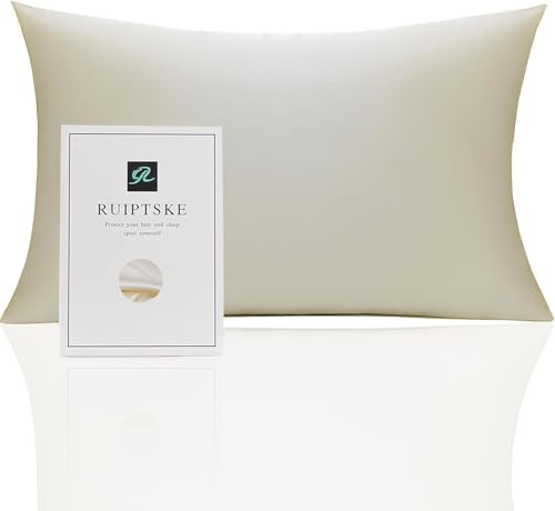 Oeko-TEX®-zertifizierter Seidenkissenbezug für 100 % Seidenkissen, 22 Momme zertifiziert, für Haar und Haut, Anti-Aging, Anti-Milben (Beige, 50 x 70 cm)