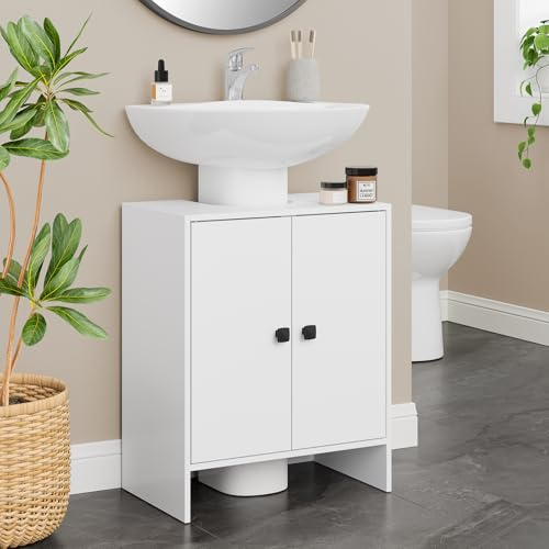 RRX Badezimmer Eitelkeit Einheit Aufbewahrungsschrank Becken,weiß | Schrankwaschständer, Eitelkeitseinheiten Platzsparende offene Abteilung, verstellbares Regal zu Ihrem Zuhause,48x30x60cm
