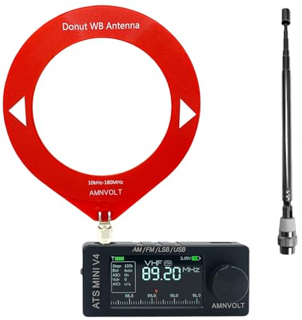 AMNVOLT V4 ATS MINI DSP Radio, Full Band AM FM LSB USB Receiver with Headphone Amplifier & Hi-Z Circuit, 1.9 Inch IPS Screen ESP32-S3 & SI4732 DSP Radio for Travel Walking Hiking Camping