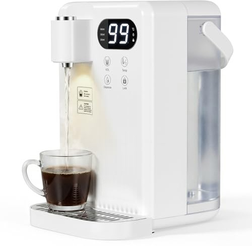 3L Instant Hot Water Dispenser, One Cup Hot Water Dispenser with 12 Precise Temperature Settings, 2000W Fast Boil, LED Touch Display, Night Light, Self-Cleaning & Child Lock, 3 Volume Options, White