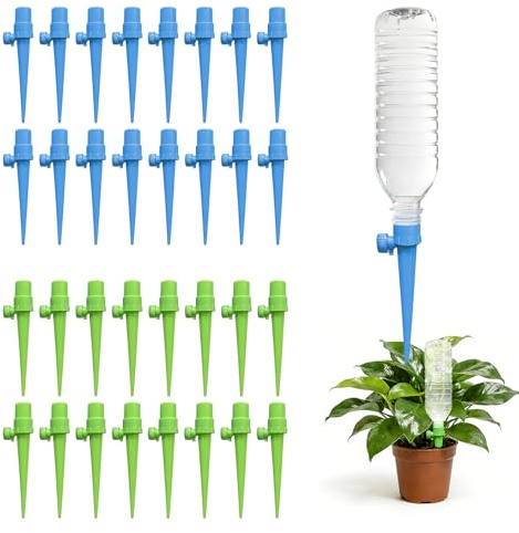 Rehecher 16 pcs Système d'arrosage Automatique, Goutte à Goutte Bouteille Réglable, Arroseur Automatique Plantes pour Arrosage Goutte a Goutte Jardin et Intérieur (Bleu/Vert) (32)