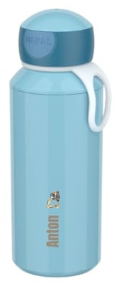 Mepal Trinkflasche Campus Kinder personalisiert, Wasserflasche mit Name bedruckt, Auslaufsichere Sportflasche Kita Kindergarten Schule, Bagger Hellblau