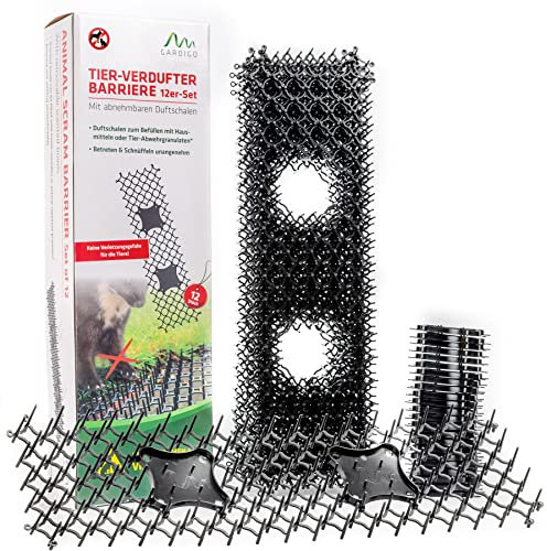 GARDIGO® Dornengitter gegen Katzen - 12er Set I Katzenschreck für den Garten I Schützt Beete und Rasen vor Katzen, Hunden, Schnecken, Hasen, Vögeln I Tiergitter, Katzenabwehr, Katzenschutz