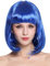 WIG ME UP - 0073-3-PC3 Parrucca Donna Carnevale Bob Lungo Bob Altezza Spalle Liscia Frangetta Blu