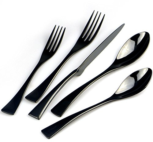 BRIIEC 8 Piece 18/10 Stainless Steel Morrir Polishing Black Fishing Fork Set