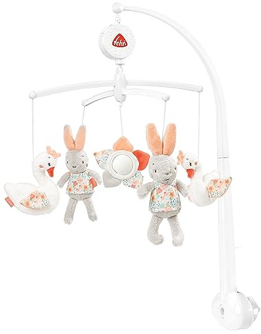 Fehn 062137 Musik-Mobile Schwanensee Mobile mit Schwan, Hase und Blume zum Lauschen & Staunen, Melodie Schwanensee Zum Befestigen am Bett für Babys von 0-5 Monaten, Höhe: 65 cm,ø 40 cm