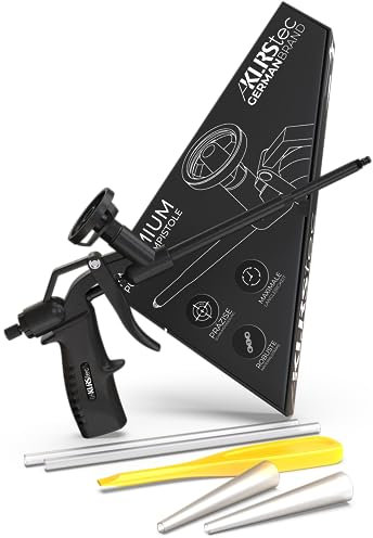 KLRStec® PREMIUM PU Schaumpistole Teflon beschichtet (PTFE), Profi Montagepistole, Bauschaumpistole für Pistolenschaum/Bauschaum (1k & 2k 750ml) inkl. Zubehör