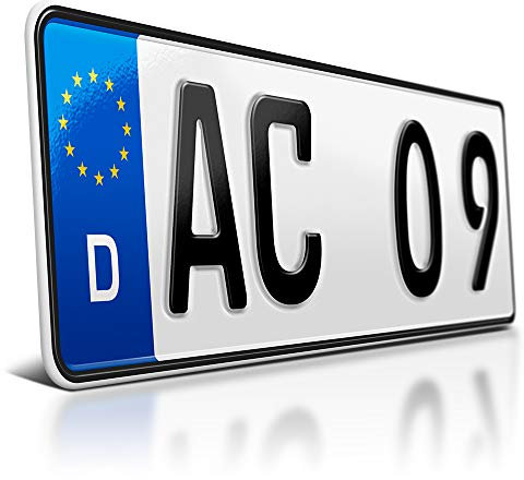 schildEVO 1 Kfz Kennzeichen | 360 x 110 mm | DIN-Zertifiziert – individuelles EU Wunschkennzeichen | PKW Nummernschild | kurzes Autokennzeichen | Auto-Schild | Fahrradträger & Anhänger | DHL-Versand