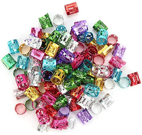 100 Stück Bunte Verstellbare Flechten Perlen Haar Accessoire Metall Dreadlocks Perlen Hair Braid Beads Haarschmuck Dekorationen Perücke Zubehör