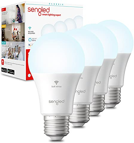 Sengled WiFi Light Bulb - Smart Bulbs That is Compatible with Google Assistant, A19 Daylight (5000K) - No Hub Required, 800LM 60W High CRI)60 Equivalent, 4 Count (Pack of 1)