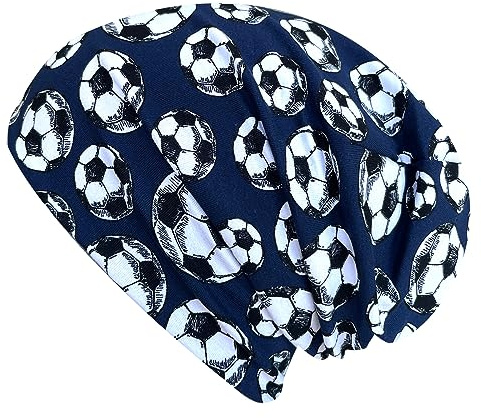 Ullkyckling ekologiskt pojkar/flickor/barn bekväm mjuk lång mössa/mössa/beanie-mössa/stickad mössa/barnmössa, jerseyfodrad övergångsperioder (ekologiskt tyger/bio) .., Fotboll mörkblå, 56-58