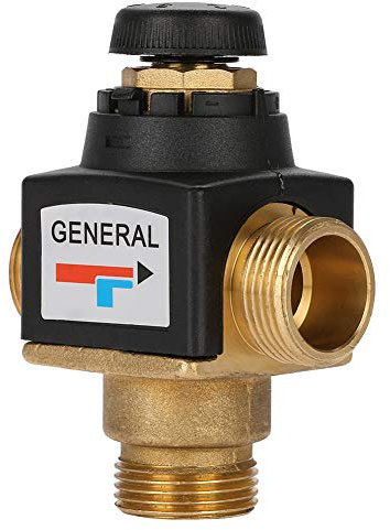 DEWIN Miscelatore Termostatico a 3 Vie, Valvola Miscelatrice Solare Termico in Ottone con Filettatura Maschio DN20, Valvola Termostatica Apparecchi per Acqua Calda, Riscaldamento a Pavimento