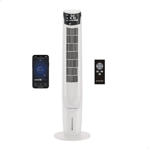 CoolHome AC2209 - Raffreddatore d'aria con funzione rotante, telecomando con elementi di raffreddamento, 108 cm, display LED dimmerabile